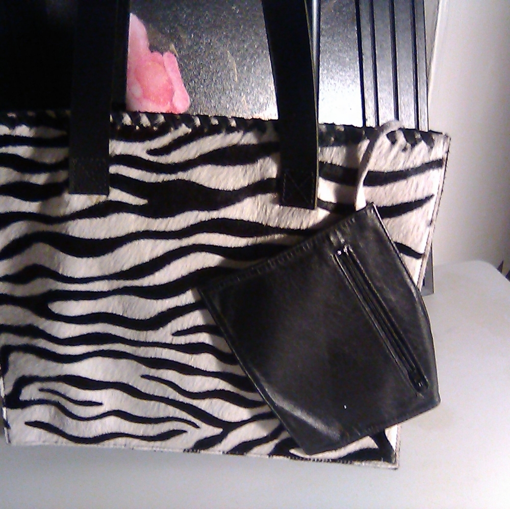 Zebra leather tote